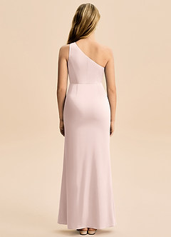 Azazie Akilah Junior Vestido Rosa Corado de Cetim elástico de Bainha com Plissado image6