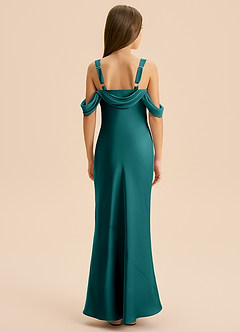 Azazie Bellalina Junior Peacock Mermaid Pleated Stretch Satin Dress image2