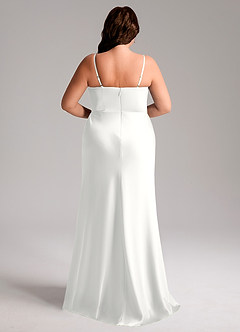 Azazie Lidia Abiti da Damigella Abito Sirena in Raso Elasticizzato Spacco Laterale Bianco image2
