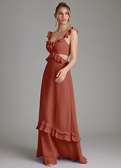 Azazie Malaya Bridesmaid Dresses Auburn A-Line Corset Chiffon Dress image6