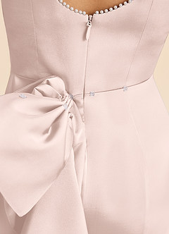 Azazie Emi Junior Blushing Pink Sheath Bow Stretch Satin Dress image7
