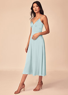 Azazie Dottie Bridesmaid Dresses Mist A-Line Stretch Satin Dress image4