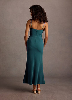 Jalise Dark Teal Floral Neckline Maxi Dress image2