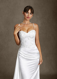 Azazie Angel Wedding Dresses Diamond White Mermaid Strapless Charmeuse Dress image4