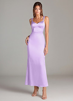 Azazie Denice Brautjungfernkleider Etui Plissee Stretch-Satin Kleid Flieder image3