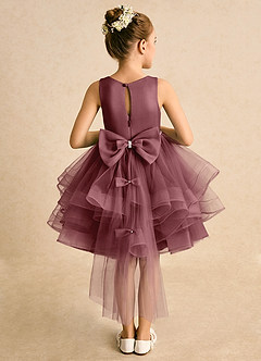 Azazie Tinie Blumenmädchenkleider Ballkleid Schleifen Tüll Kleid Wüstenrose image1