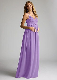Azazie Emree Maternity Bridesmaid Dresses A-Line Chiffon Floor-Length Dress image2