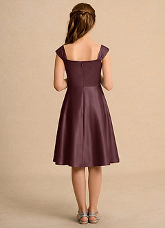 Azazie Budle Girls Formal Flower Girl Dresses Sangria A-Line Pleated Matte Satin Dress image2