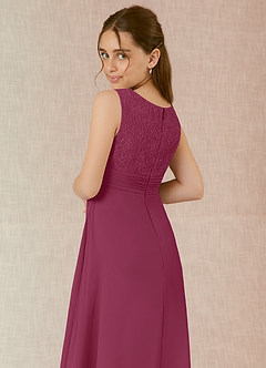 Azazie Snow Junior Mulberry A-Line Lace Chiffon Dress image6