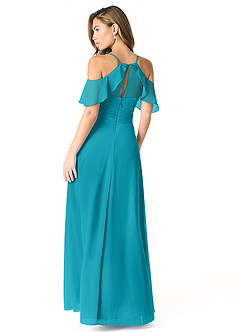 Azazie Dakota Bridesmaid Dresses Jade A-Line V-Neck Pleated Chiffon Dress image2