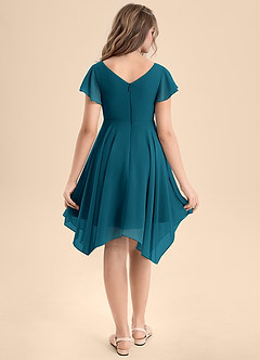 Azazie Janeaurelia Junior Abito A-Line in Chiffon Plissettato Blu Inchiostro image2