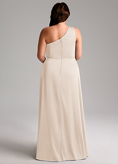Azazie Brooke Brautjungfernkleider A-Linie One-Shoulder Stretch-Satin Kleid Alabaster Weiß image9