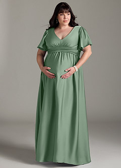 Azazie Verna Abiti da damigella d'onore premaman Abito A-Line Increspato Raso Elasticizzato Floor-Length image13