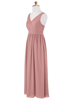 Azazie Kora Junior Dusty Rose A-Line Pleated Chiffon Dress image7