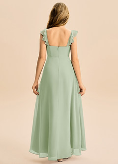 Azazie Mavie Junior Linia A Marszczony Szyfon Długość podłogi Młodsza druhna Sukienka image2