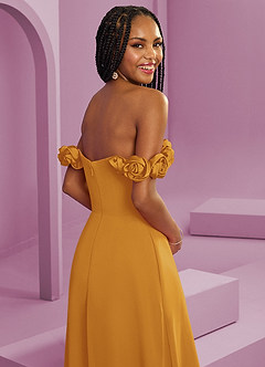 Barbie ♥ Azazie Bridesmaid Dresses Butterscotch A-Line Off the Shoulder Chiffon Convertible Dress image2