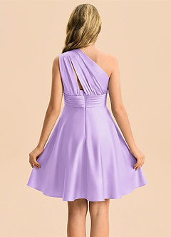 Azazie Charlize Junior Lilac A-Line Pleated Stretch Satin Dress image2