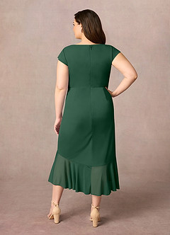 Azazie Renetta Mother of the Bride Dresses Dark Green Sheath V-Neck Pleated Mesh Dress image10