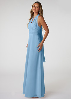 Azazie Fifi Jurken voor bruidsmeisjes Converteerbaar Jurk van Chiffon met A-Lijn Strapless Staal Blauw image5
