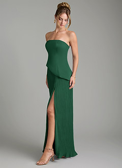 Azazie Tierney Vestidos de damas de honor Vestido Verde Oscuro de Gasa de Línea A Convertible con Palabra de honor image5