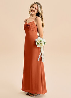 Azazie Jordyn Junior Burnt Orange A-Line Sweetheart Neckline Chiffon Dress image1