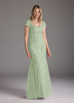 Azazie Marbella Mother of the Bride Dresses Dusty Sage Mermaid Queen Anne Sequins Lace Dress image4