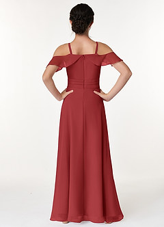 Azazie Dakota Junior Jurk van Chiffon met A-Lijn Off the Shoulder Roest image2