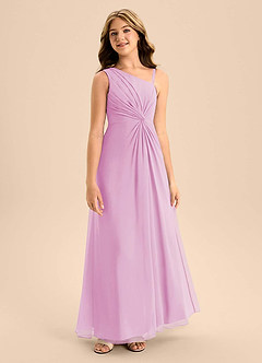 Azazie Brooke Junior Candy Pink A-Line Side Slit Chiffon Dress image5