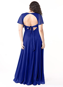 Azazie Induh Bridesmaid Dresses Royal Blue A-Line Flutter V-neck Mesh Dress image8