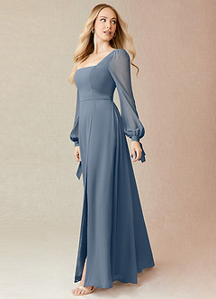 Azazie Leonia Brautjungfernkleider A-Linie Langarm Chiffon Kleid Zwielichtviolett image4