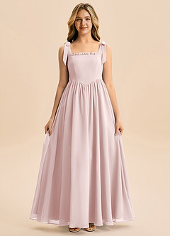 Azazie Delia Junior Robe Trapèze en Mousseline de soie Arc Rose Pâle image5