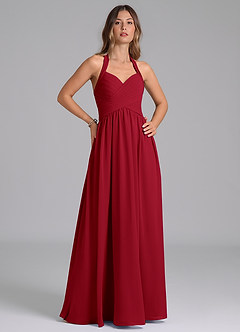 Azazie Darlyn Brudtärnklänningar Klänning av A-Linje i Chiffong Sweetheart halsringning Scharlakansrött image4