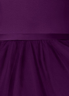 Azazie Marybell Flower Girl Dresses Grape A-Line Bow Tulle Dress image4