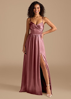 Azazie Zeya Bridesmaid Dresses Vintage Mauve A-Line Pleated Metallic Satin Dress image7