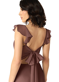 Azazie Everett Bridesmaid Dresses Espresso A-Line V-neck Ruched Chiffon Dress image5