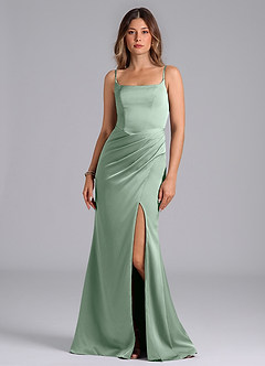 Azazie Donielle Bridesmaid Dresses Agave Mermaid Corset Stretch Satin Dress image3