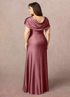 Azazie Branford vestidos de madre de la novia Vestido de Rosa Del Desierto de Satén Elástico de Corte En A con Plisado image2