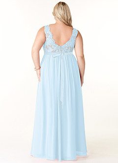 Azazie Elly Bridesmaid Dresses Sky Blue A-Line Lace Scoop Neck Chiffon Dress image8