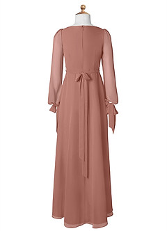 Azazie Leonia Junior Cedar Rose A-Line with Pockets Chiffon Dress image8