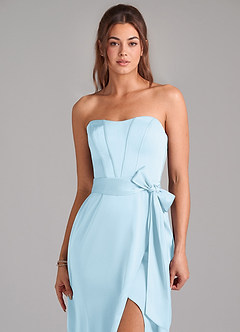 Azazie Jamie Brautjungfernkleider Wandelbar A-Linie Schulterfrei Stretch-Satin Kleid Himmelblau image6