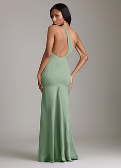 Azazie Voni Abiti da Damigella Abito Sirena in Raso Elasticizzato Monospalla Matcha image2