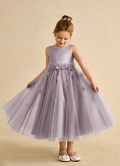 Azazie Lux Flower Girl Dresses Dusk A-Line Beaded Tulle Dress image3