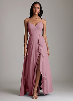 Azazie Naeem Bridesmaid Dresses Vintage Mauve A-Line V-Neck Ruffle Chiffon Dress image1