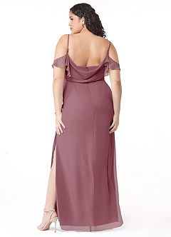Azazie Emeralda Bridesmaid Dresses Vintage Mauve Sheath Off the Shoulder Chiffon Dress image8