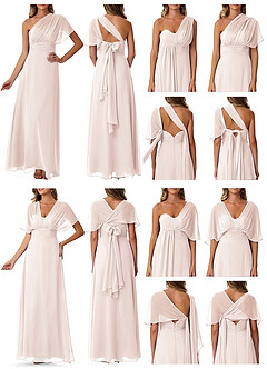 Azazie Fifi Abiti da Damigella Abito Convertibile A-Line in Chiffon Senza Cinturino Petalo Di Rosa image10