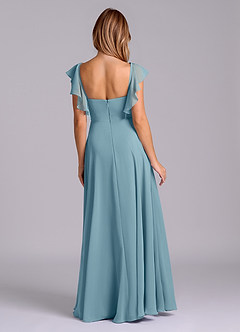 Azazie Leilani Bridesmaid Dresses Moody Blue A-Line Pleated Chiffon Dress image2