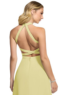 Azazie Clarice Abiti da Damigella Abito A-Line in Chiffon con Scollo Halter Sorbetto Al Limone image5