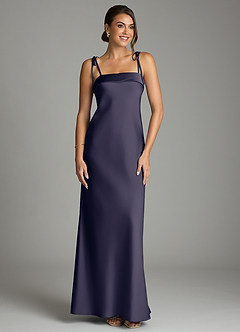Azazie Ellia Bridesmaid Dresses Stormy Sheath Bow Stretch Satin Dress image1
