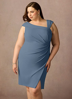 Azazie Cecily Mother of the Bride Dresses Twilight Sheath Stretch Crepe Dress image11