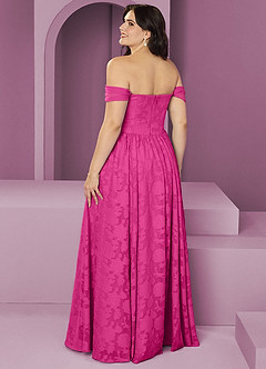 Barbie ♥ Azazie Bridesmaid Dresses Barbie Pink A-Line Off the Shoulder Floral Burnout Convertible Dress image8